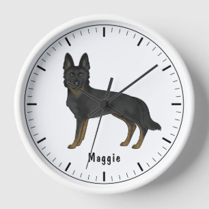 Horloge Berger Allemand Bi-Noir Cute Dog Avec Texte Person