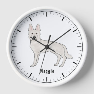 Horloge Berger Suisse blanc GSD mignon chien avec nom