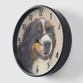 Horloge Bernese Mountain Dog 2 Peinture - Art original Chi (Angle)