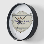 Horloge Bible Psalm 23:1 Shield Wall Clock (Angle)