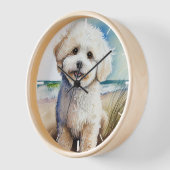 Horloge Bichon Frise Dog Art Peinture (Angle)