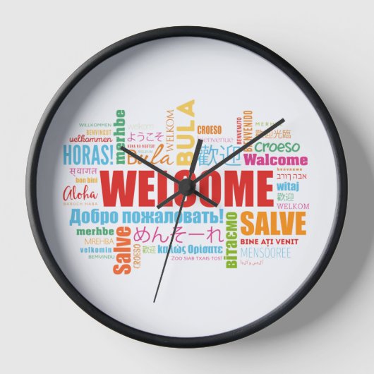 Horloge Bienvenue dans différentes langues (Recto)