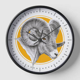 Horloge Bighorn Ram Animal art Aries Zodiac signe Astrolog