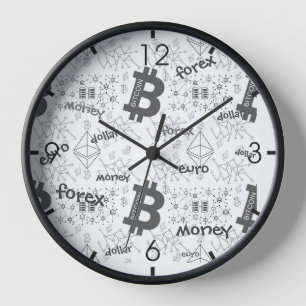 Horloge Bitcoin Argent Blanc Gris Raffiné Design