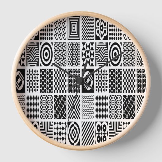 Horloge Black and White Geometric Patterns – Modern Abstra (Recto)