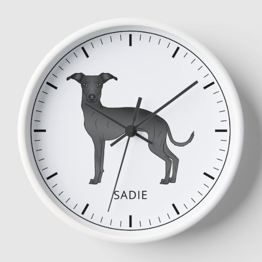 Horloge Black Italien Greyhound mignon chien avec texte pe (Recto)