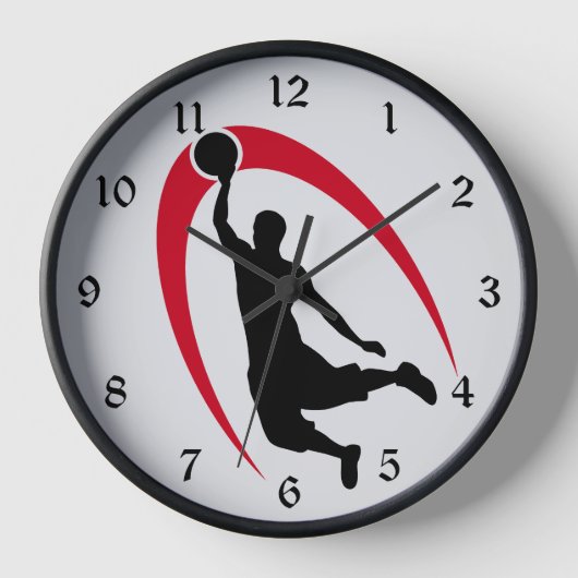 Horloge Black Red Basketball Logo (Recto)