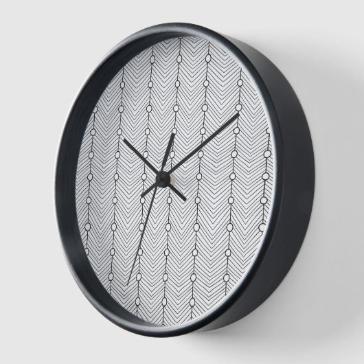 Horloge Black & White Abstract Retro Pattern Wall Clock (Angle)