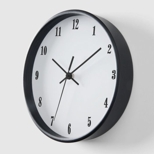 Horloge Blanc solide avec chiffres noirs (Angle)