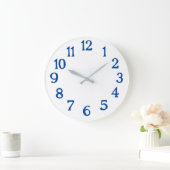 Horloge blanche avec chiffres bleus Horloge de bas (Maison)