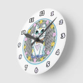 Horloge blanche Lucky Cat (Angle)