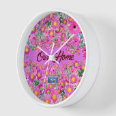 Horloge - Blanche (Mélange de fleurs roses) RFPMDe (Angle)