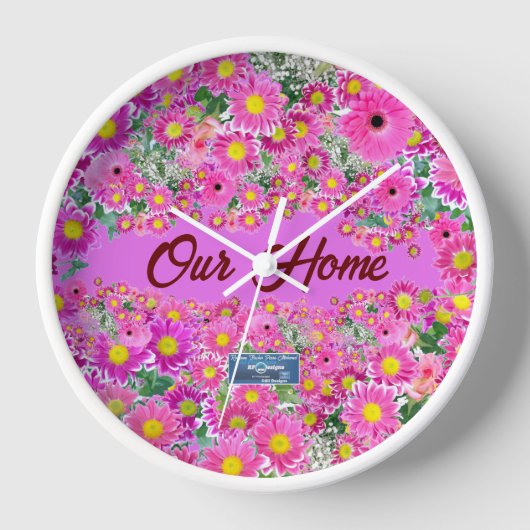 Horloge - Blanche (Mélange de fleurs roses) RFPMDe (Recto)