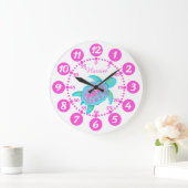 Horloge blanche rose de la tortue mignonne enfant (Maison)