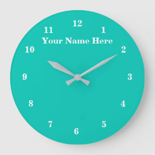 Horloge blanche turquoise avec texte et couleurs p