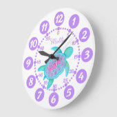 Horloge blanche violette de l'enfant à coeur tortu (Angle)