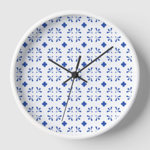 Horloge Bleu Blanc Motif Chinoiserie Chic