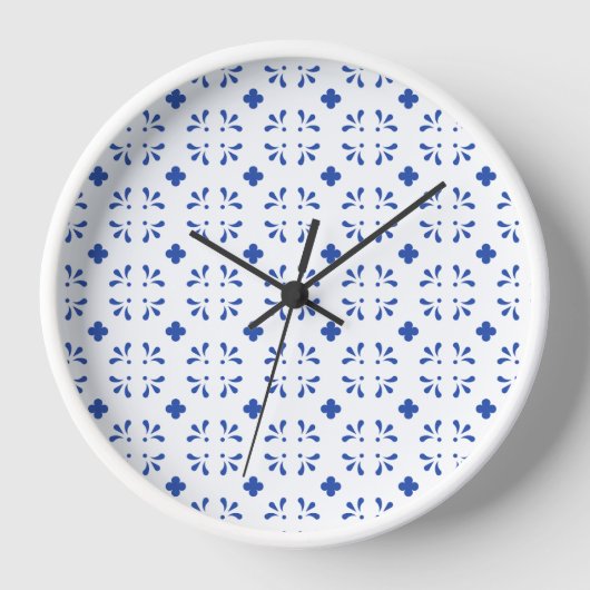 Horloge Bleu Blanc Motif Chinoiserie Chic (Recto)