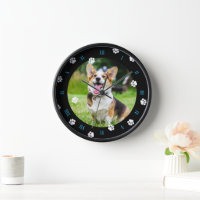 Bleu Chiens Paws Blancs Black Frame Photo