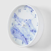 Horloge Bleu élégant et motif Marbre blanc (Angle)