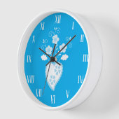 Horloge Bleu folk Coeur portugais en fleurs (Angle)