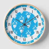 Horloge Bleu folk Coeur portugais en fleurs (Recto)