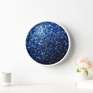 Horloge Bleu foncé brillant faux parties scintillant scint