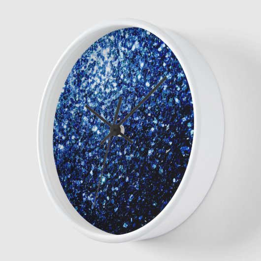 Horloge Bleu foncé brillant faux parties scintillant scint (Angle)