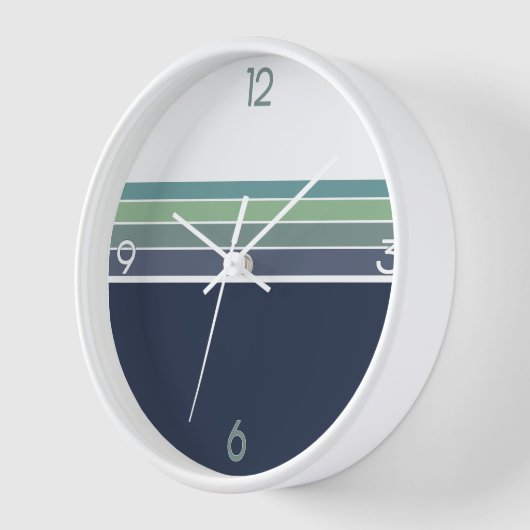 Horloge Bleu rétro/mod et vert rayé (Angle)