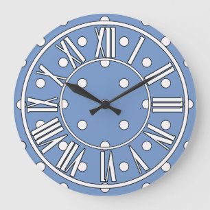 Horloge bleue avec points blancs