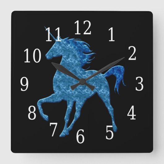 Horloge bleue de licorne du feu (Recto)
