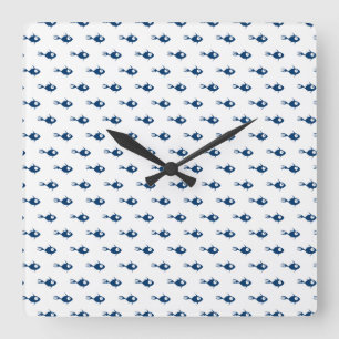 Horloge bleue du Motif de poisson