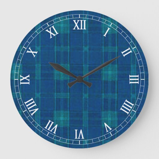 Horloge bleue Plaid Round Roman Numéros (Recto)