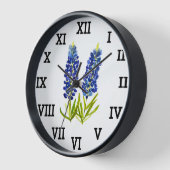 Horloge Bleus de bleuets à l'aquarelle Texas (Angle)