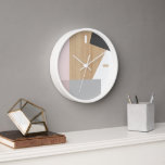 Horloge Blocs Modernes Art Motif Sur Faux Woodgrain<br><div class="desc">Blanc moderne, gris foncé et clair, motif de bloc rose pâle et pastel rose sur un arrière - plan en faux bois beige clair. Classic rétro chic, élégant mais simple design de base pour la décoration de maison artistique concepteur de mode, populaire branché, fantaisie de style du milieu du siècle....</div>