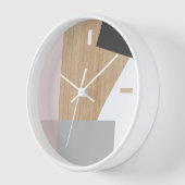 Horloge Blocs Modernes Art Motif Sur Faux Woodgrain (Angle)