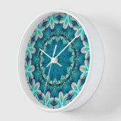Horloge Blue Aqua Mandala Rosette Retro Hippie (Angle)