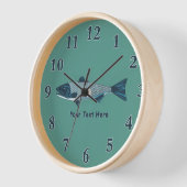 Horloge Blue Folk Art Trout/Saumon (Angle)