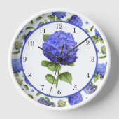 Horloge Blue Hydrangeas Art Botanique original encadré (Recto)