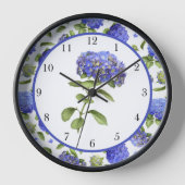 Horloge Blue Hydrangeas Art Botanique original encadré (Recto)