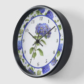 Horloge Blue Hydrangeas Art Botanique original encadré (Angle)