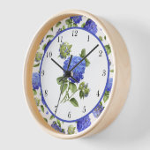 Horloge Blue Hydrangeas Art Botanique original encadré (Angle)