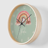 Horloge Boho Chic Rainbow Lion Nom du bébé Sage Green (Angle)