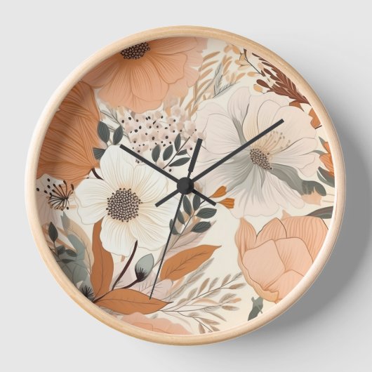 Horloge Boho style fleurs couleurs motifs (Recto)