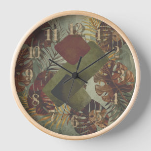 Horloge Boho tropical monstère feuille de palmier 70's ver