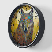 Horloge Boho Wolf Surreal Wildlife Art (Angle)