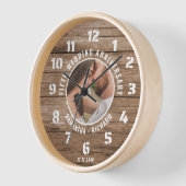 Horloge Bois rustique 5e anniversaire Mariage Couple photo (Angle)