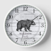 Horloge Bois rustique Nom de famille Ours de marche (Recto)
