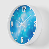 Horloge Bokeh bleu turquoise ombre points abstraits simple (Angle)