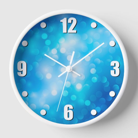 Horloge Bokeh bleu turquoise ombre points abstraits simple (Recto)